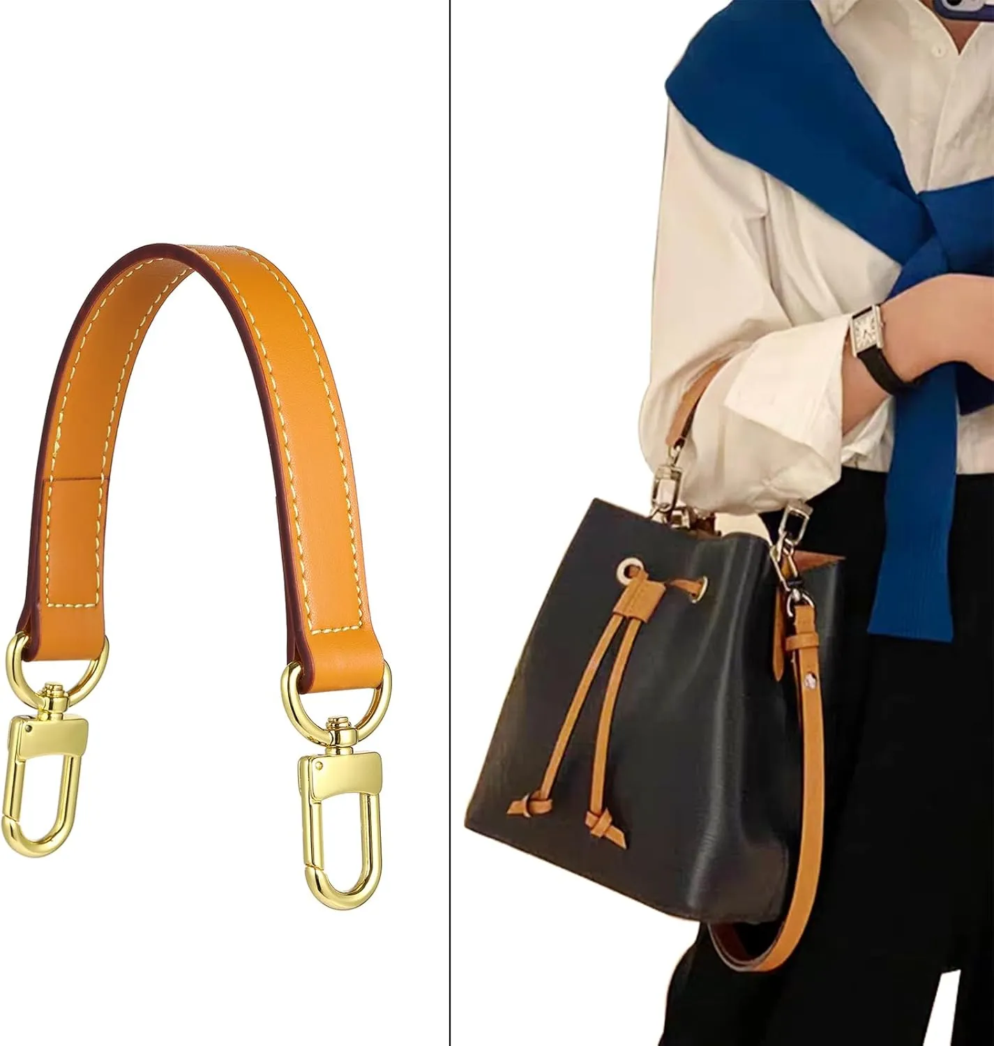 Genuine leather purse Handle compatible with Neonoe for Metis Noe BB NM Beaubourg Hobo