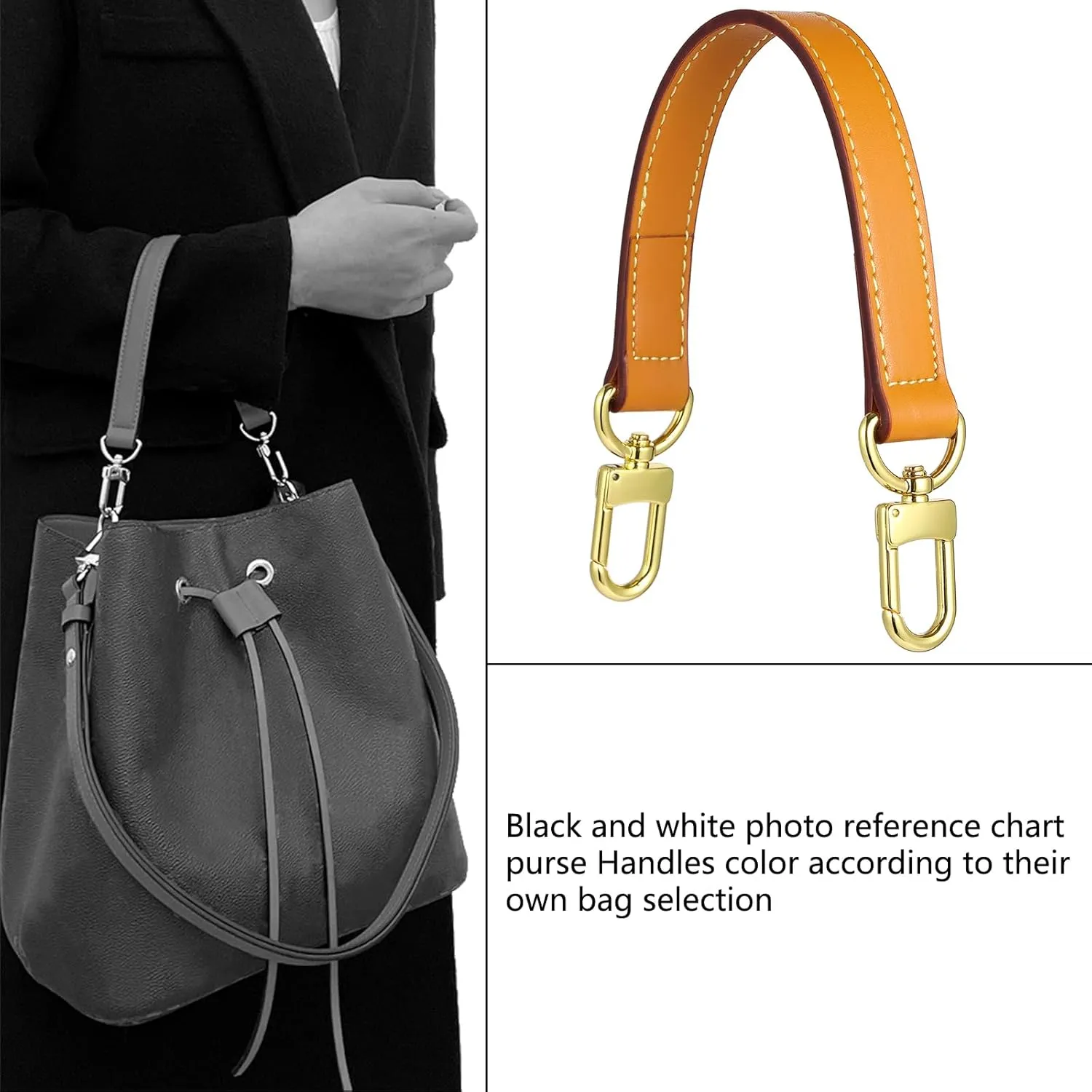 Genuine leather purse Handle compatible with Neonoe for Metis Noe BB NM Beaubourg Hobo