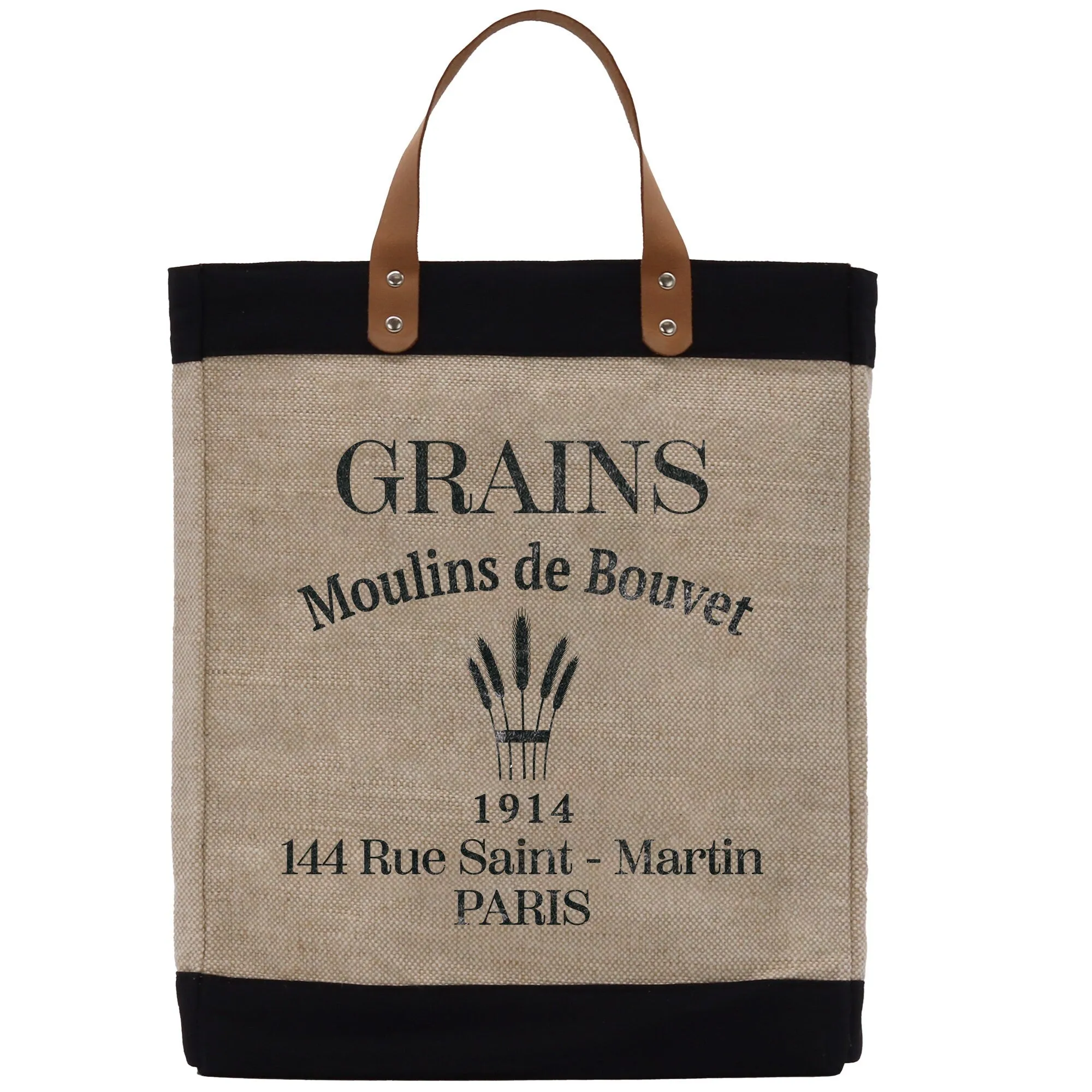 Grains Farm Fresh Market Jute Tote Bag Farmers Fruit Lover Burlap Bag Fruity Vintage Market Jute Burlap Bag Vintage Farmer Bag (VTB1011)