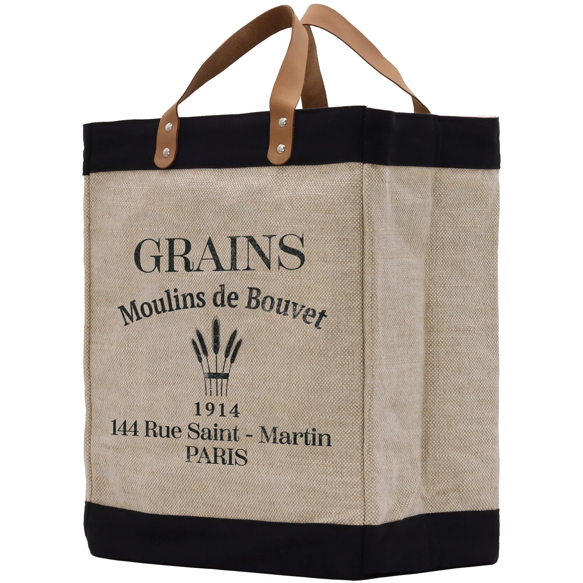 Grains Farm Fresh Market Jute Tote Bag Farmers Fruit Lover Burlap Bag Fruity Vintage Market Jute Burlap Bag Vintage Farmer Bag (VTB1011)