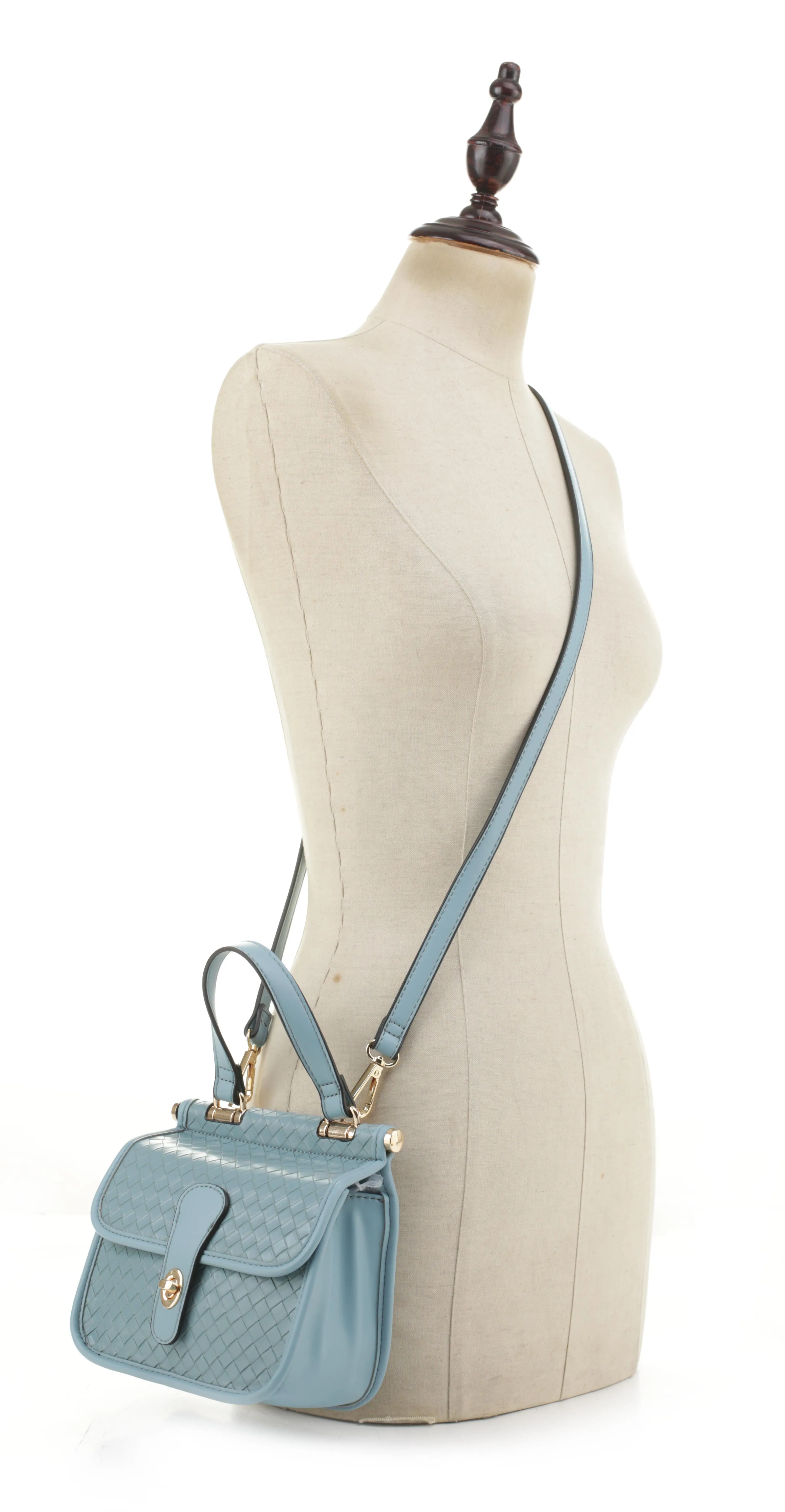 HL20262 Embossed Woven Turn Lock Satchel