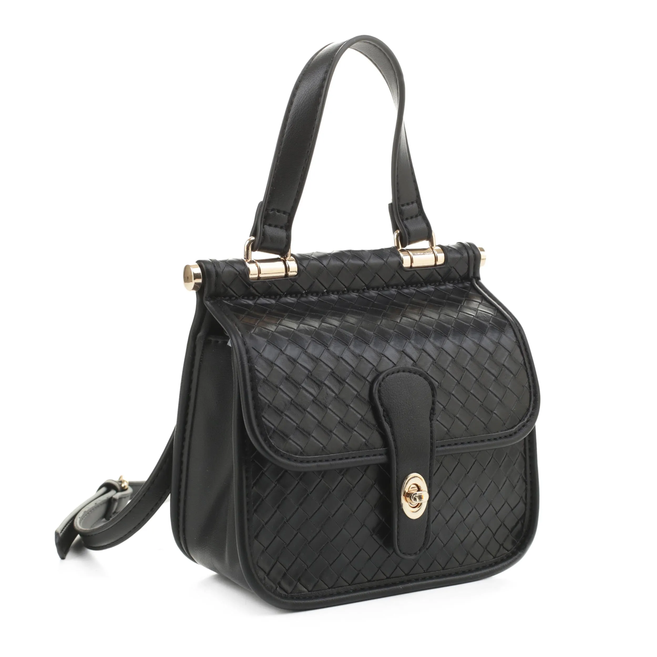 HL20262 Embossed Woven Turn Lock Satchel