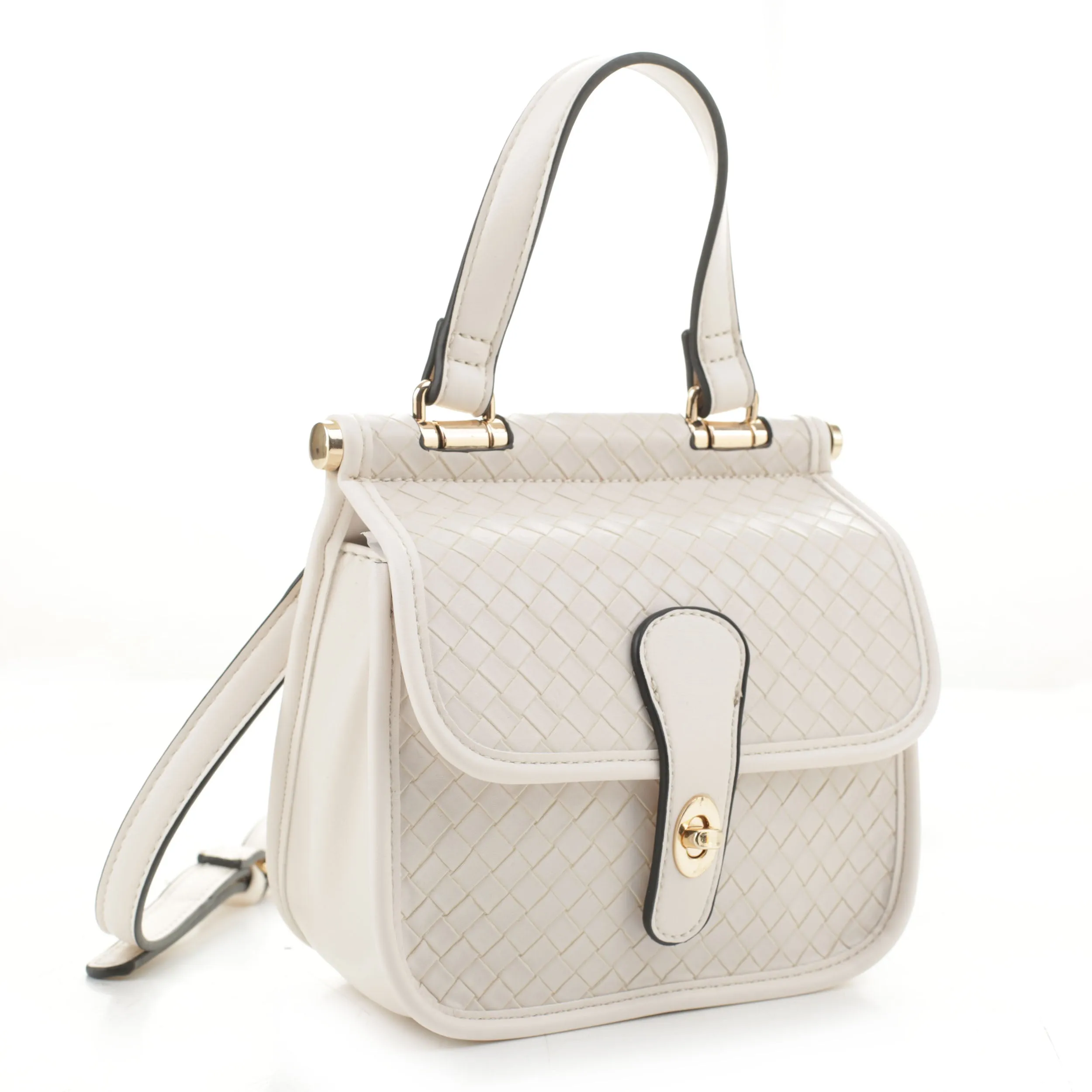 HL20262 Embossed Woven Turn Lock Satchel