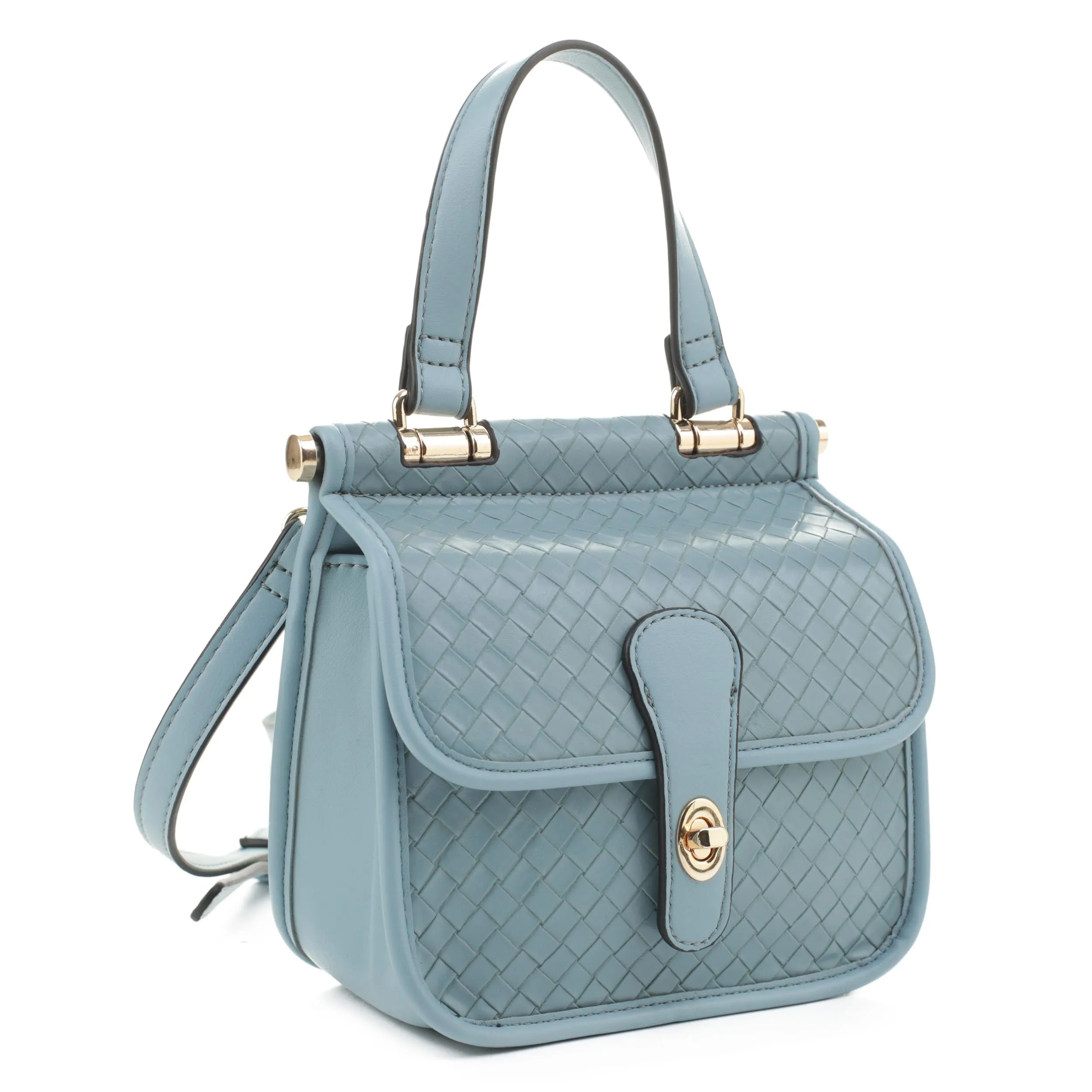 HL20262 Embossed Woven Turn Lock Satchel