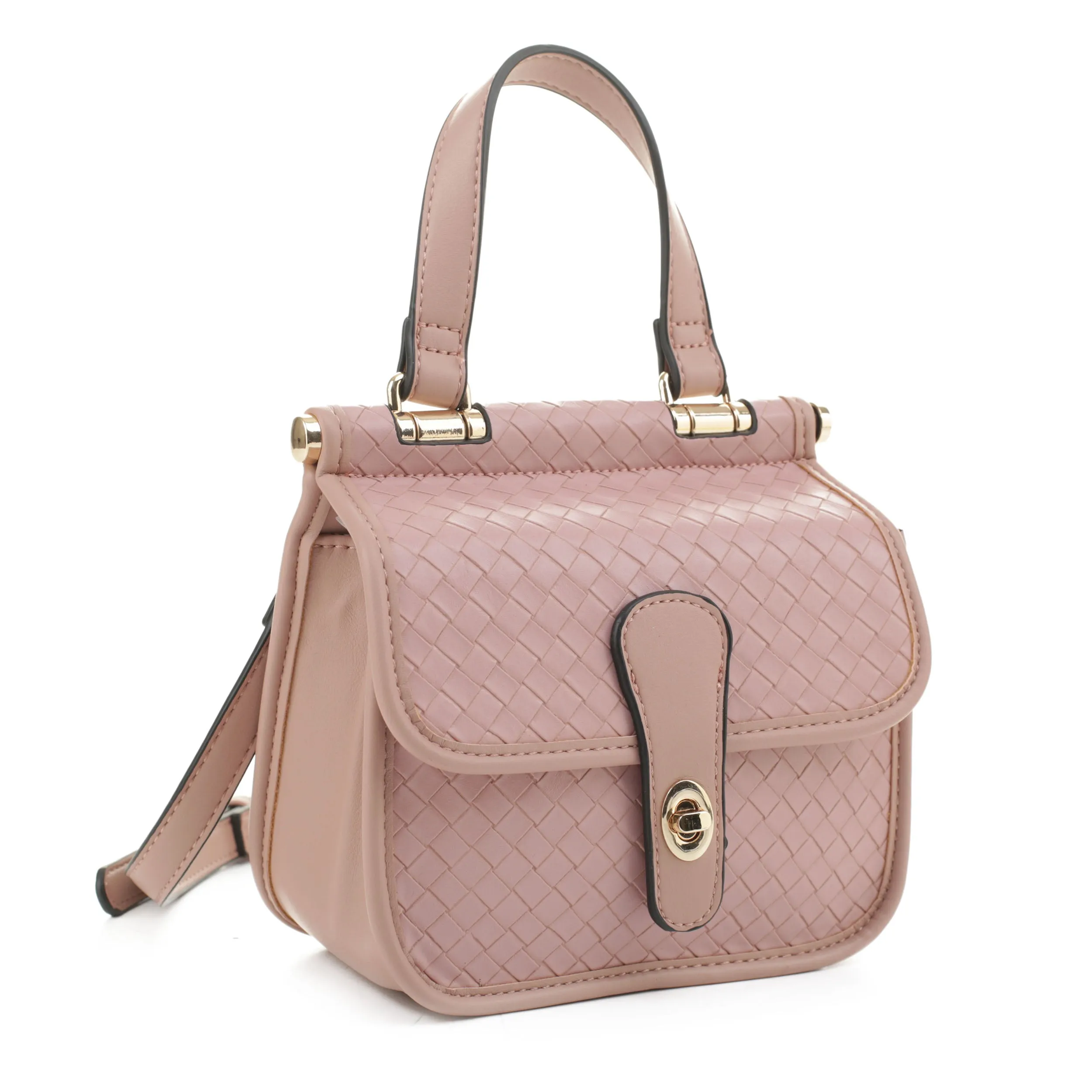 HL20262 Embossed Woven Turn Lock Satchel