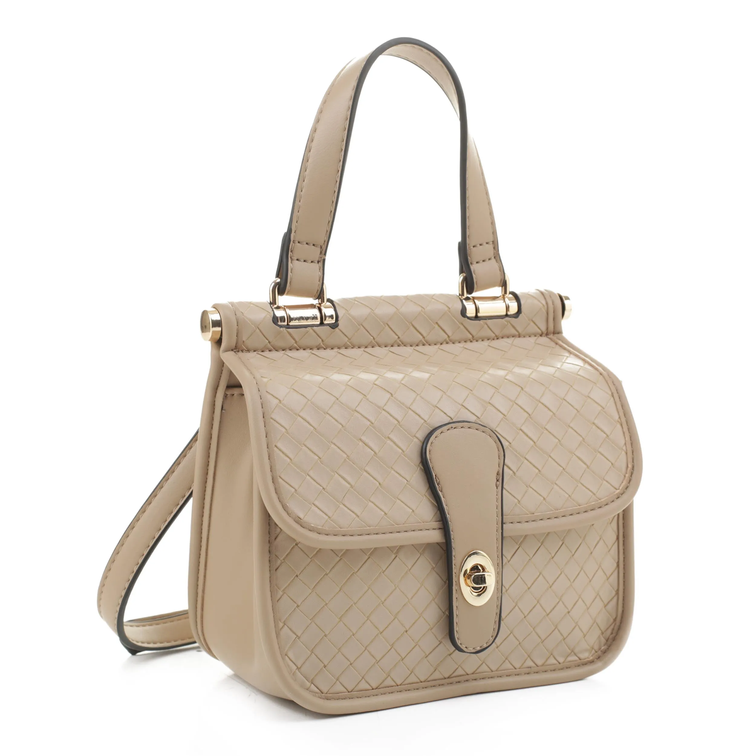 HL20262 Embossed Woven Turn Lock Satchel