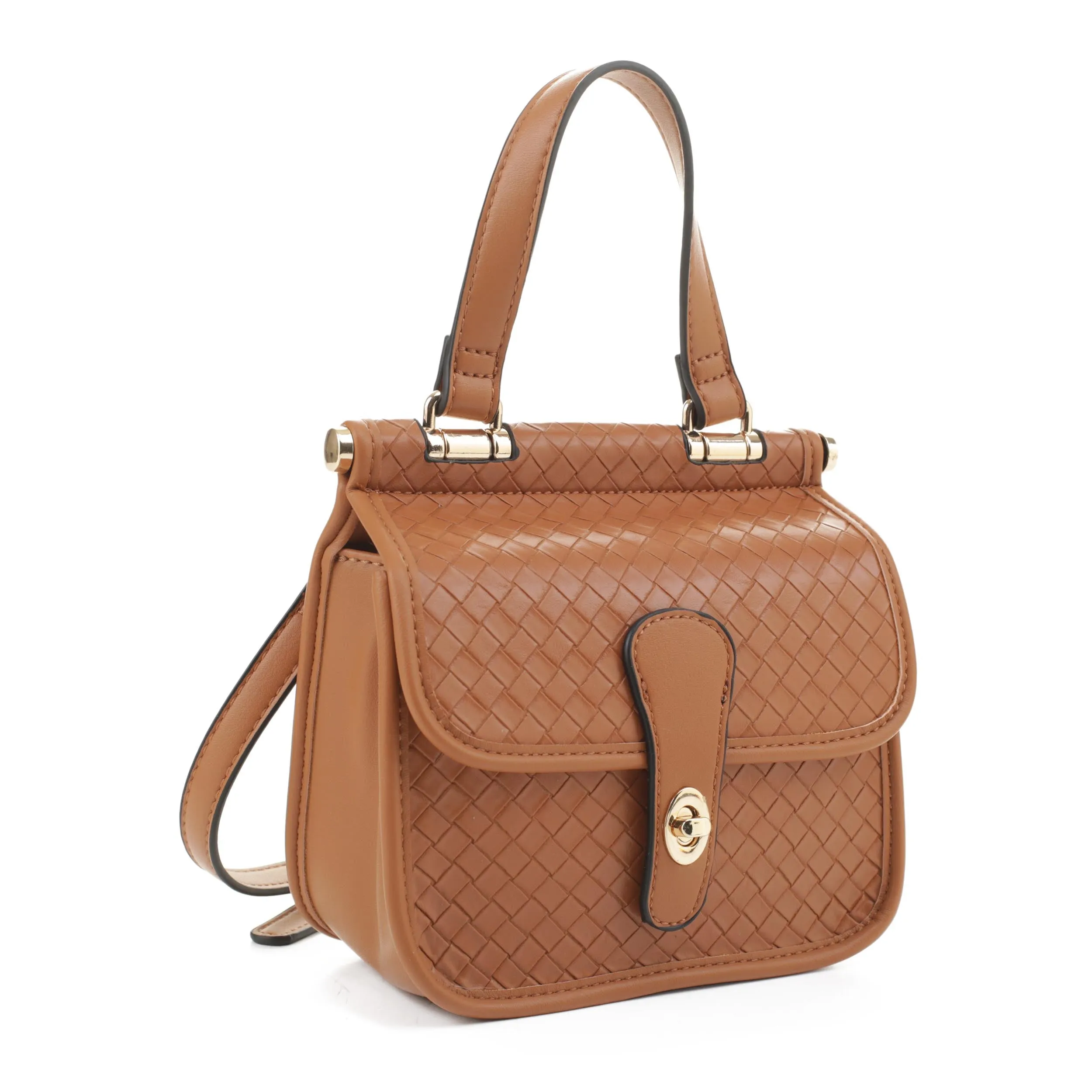 HL20262 Embossed Woven Turn Lock Satchel