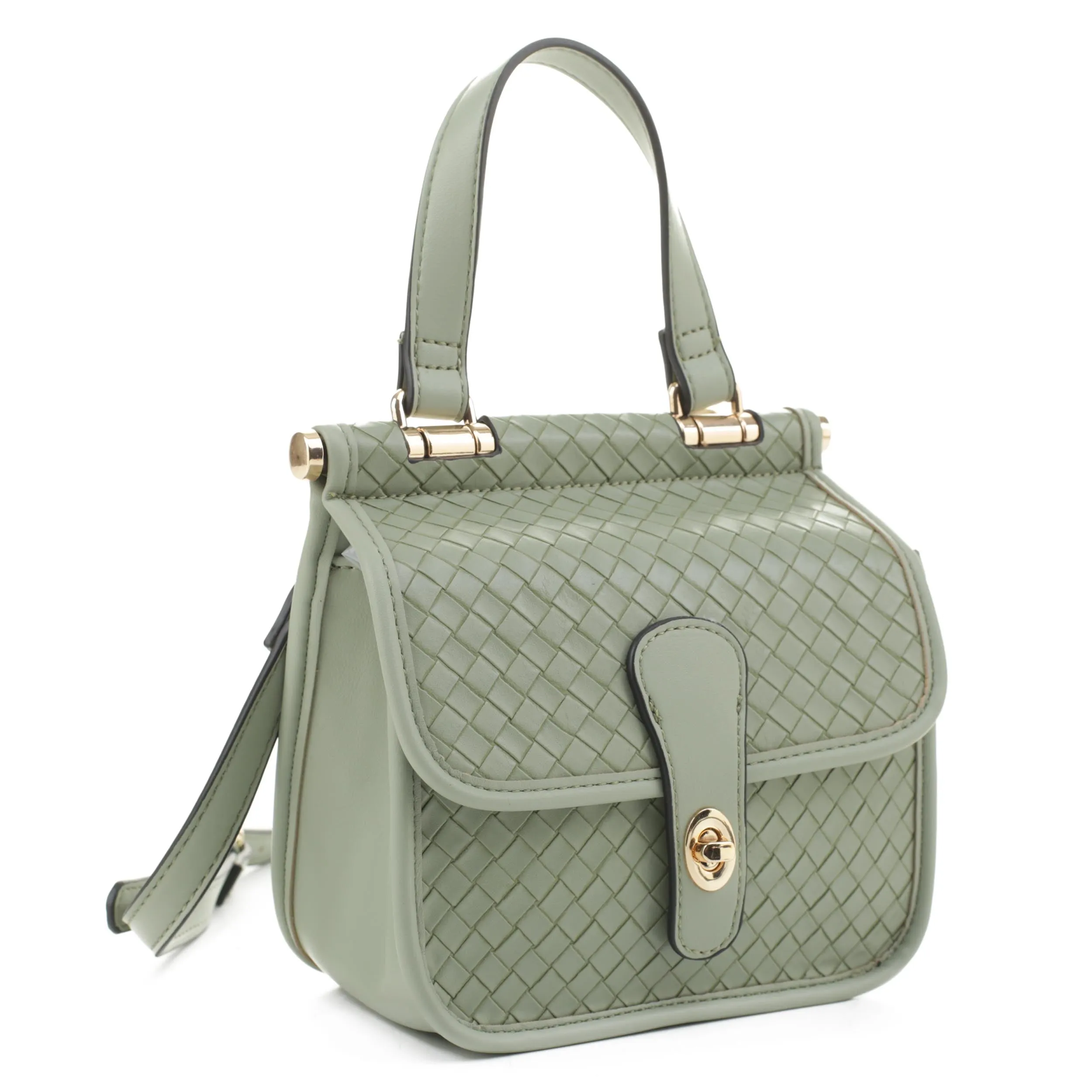 HL20262 Embossed Woven Turn Lock Satchel