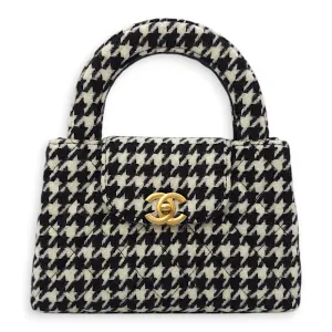 Houndstooth Kelly (19cm) Mini Multi-colour Crossbody Bag in Tweed, Gold hardware