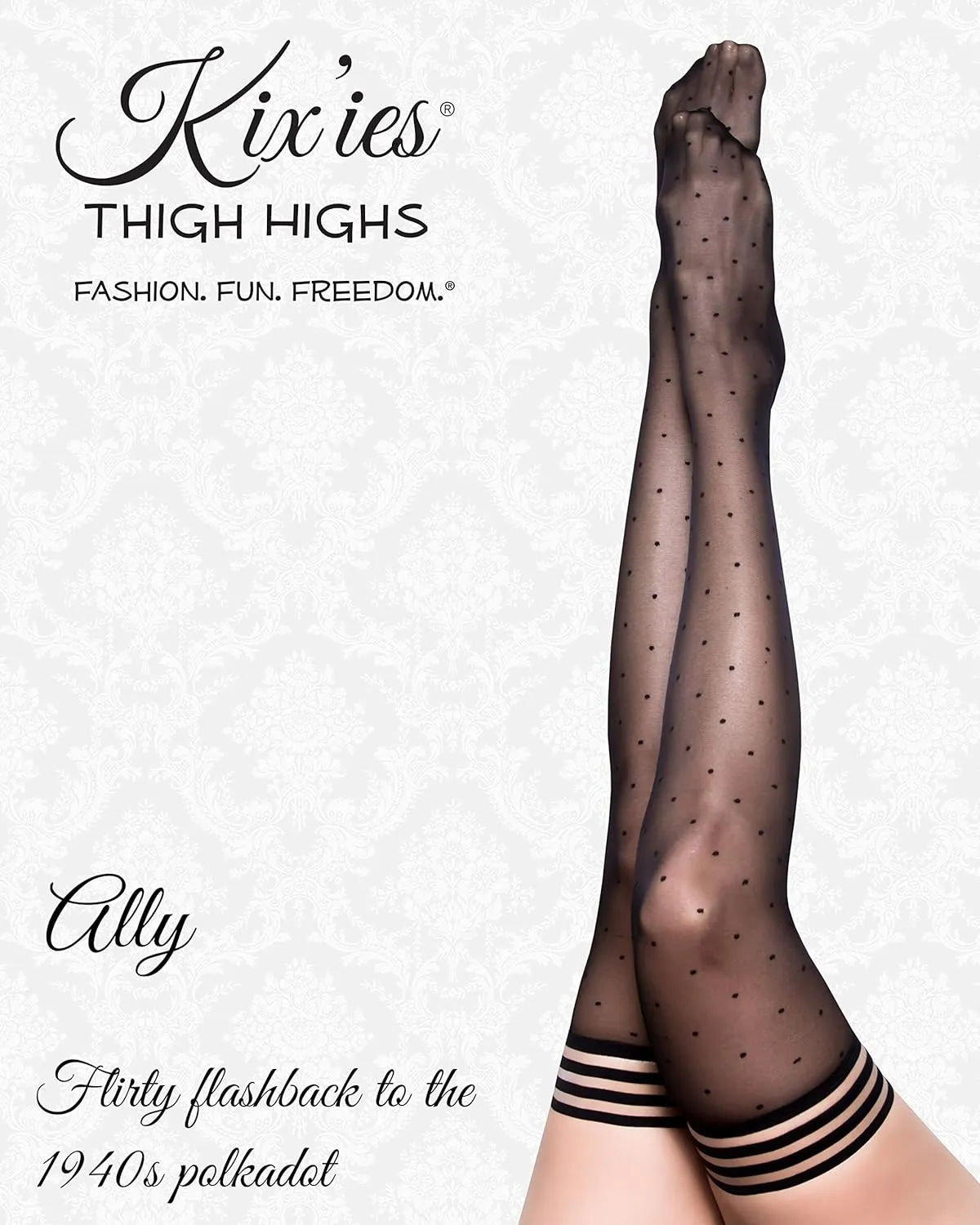 Kix'ies Thigh Highs | Thigh High Womens Stockings with No Slip Grip Stay Ups Thigh Bands | Womens Thigh High Stockings