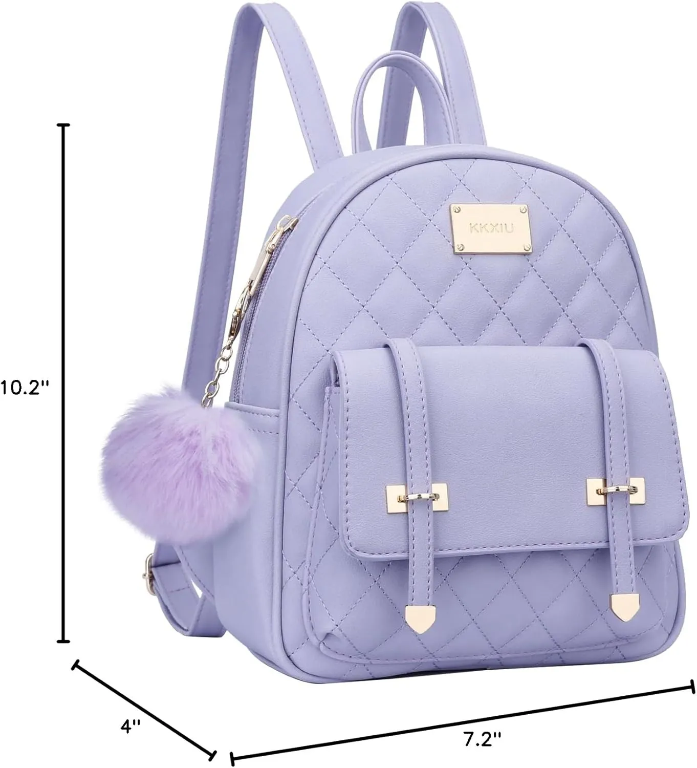 KKXIU Girls Small Backpack Purse Vegan Leather Quilted Mini Daypack for Women Trendy Bookbag (Purple)
