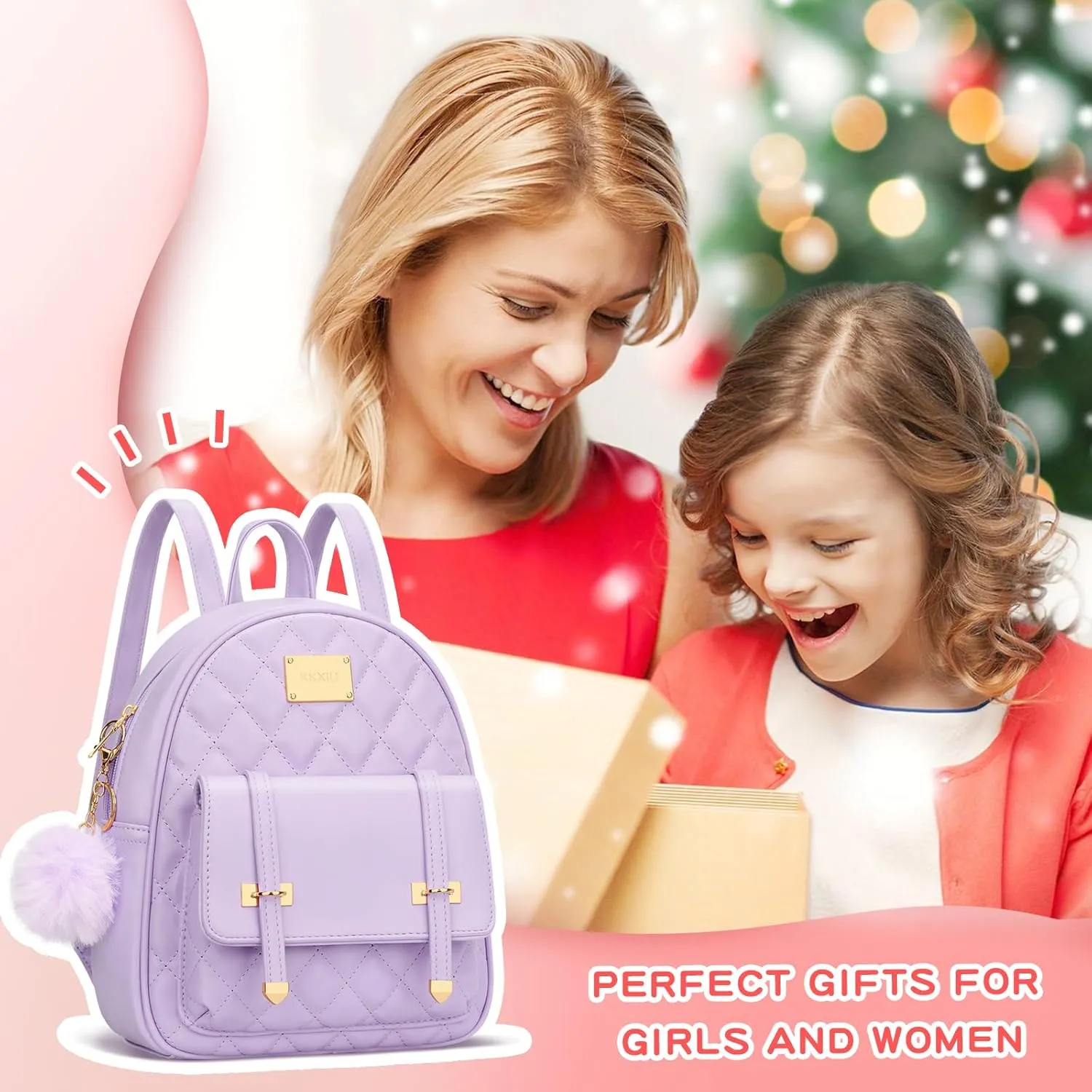 KKXIU Girls Small Backpack Purse Vegan Leather Quilted Mini Daypack for Women Trendy Bookbag (Purple)
