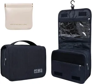 Large Capacity Toiletry Bag Travel Bag with Hanging Hook for Men and Women Waterproof Travel Cosmetic Bag Bathroom,with White Bag is Automatically Closed for Headset Lipstick Jewelry