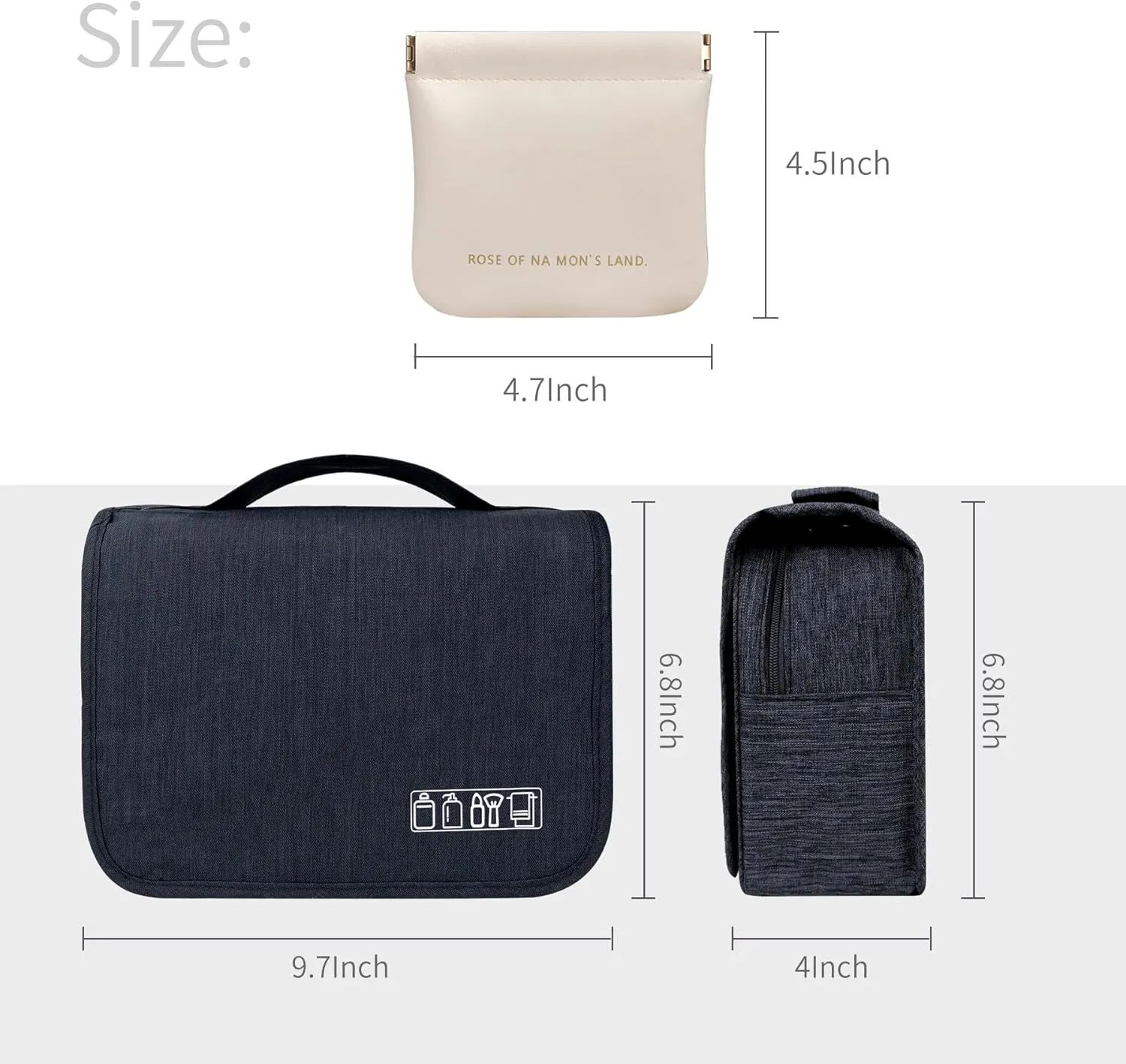 Large Capacity Toiletry Bag Travel Bag with Hanging Hook for Men and Women Waterproof Travel Cosmetic Bag Bathroom,with White Bag is Automatically Closed for Headset Lipstick Jewelry