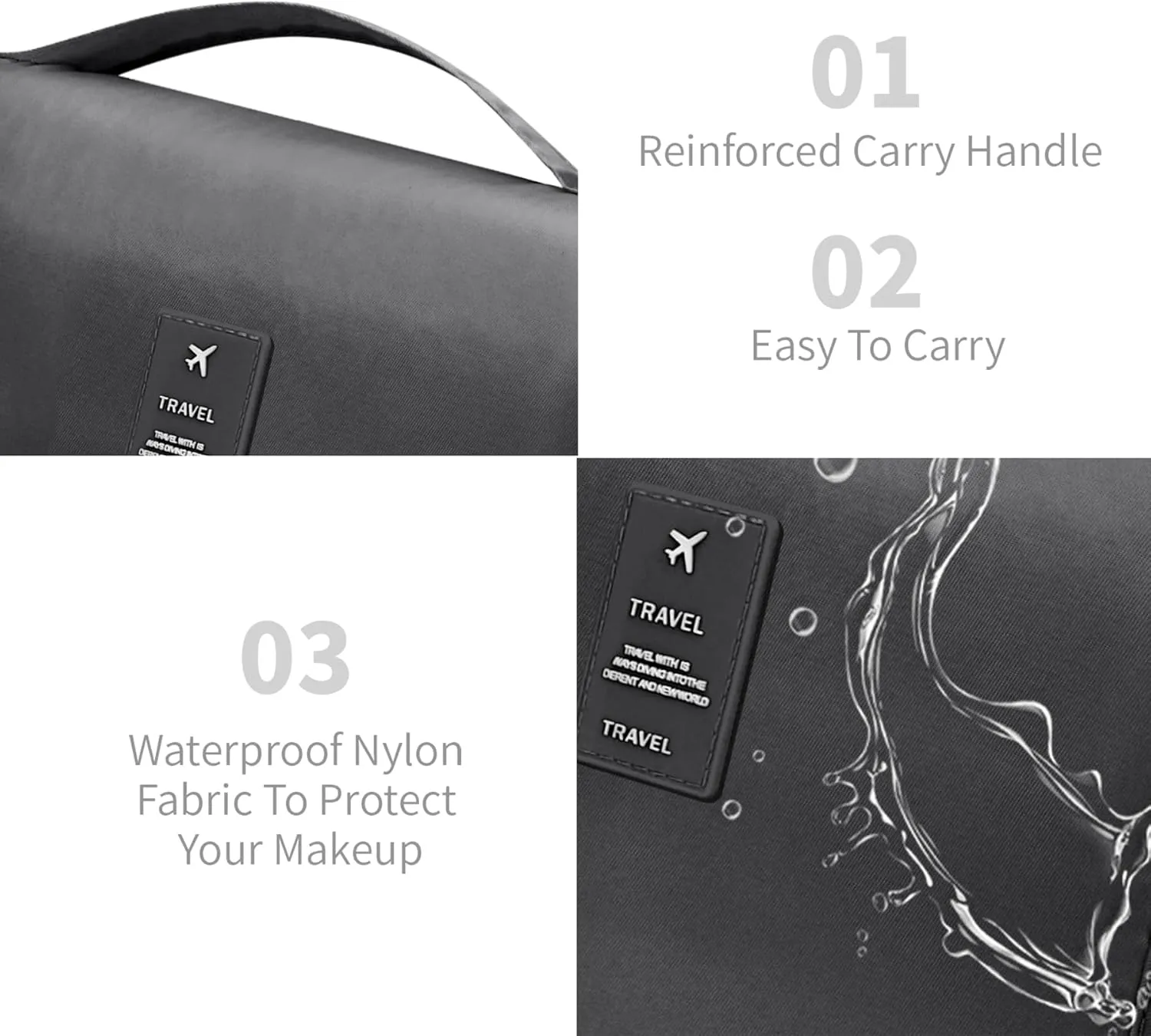 Large Capacity Travel Toiletry Bag with Hanging Hook for Men and Women Waterproof Travel Bathroom Storage Bag for Brushes Set,Mens Bathroom Bag Accessories-Black