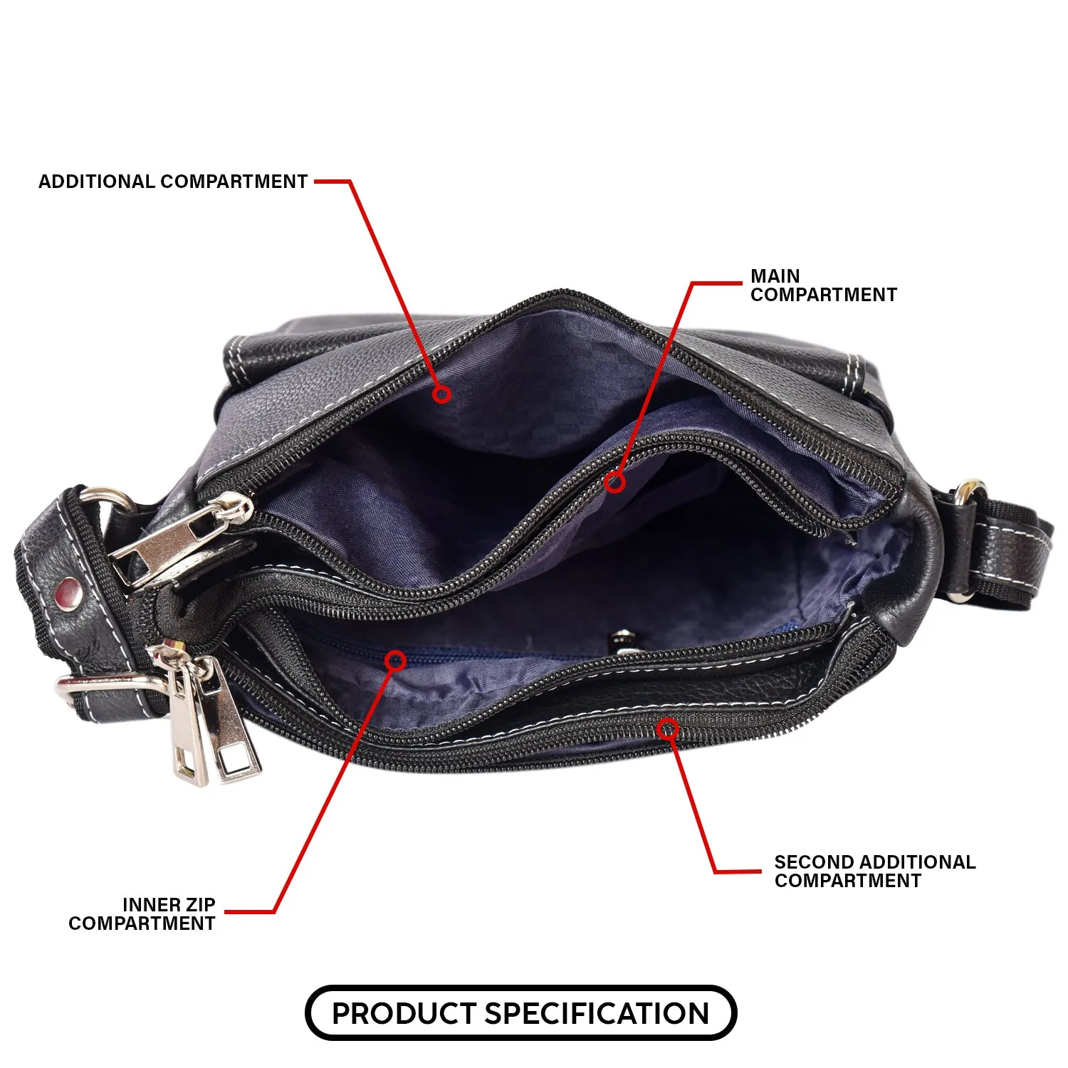 Leather Messenger Bag 36821 (Black)