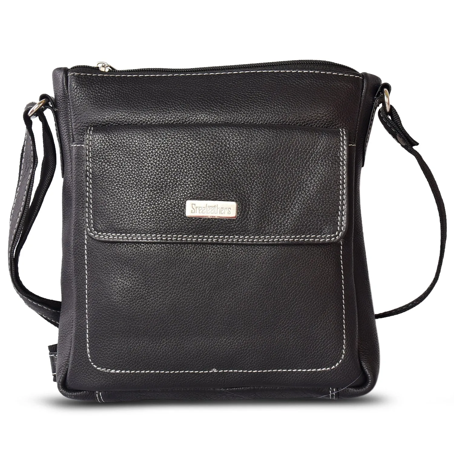 Leather Messenger Bag 36821 (Black)