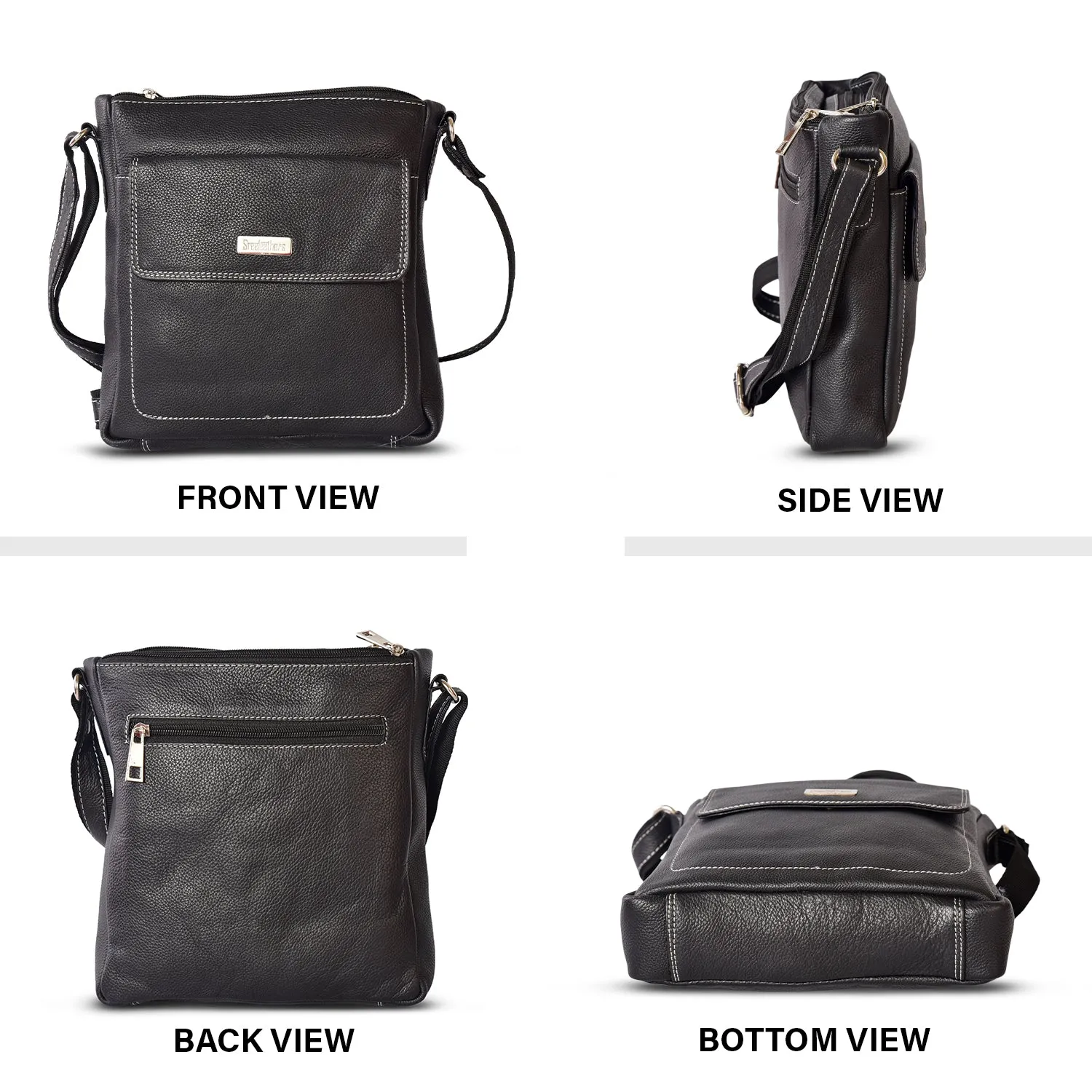 Leather Messenger Bag 36821 (Black)