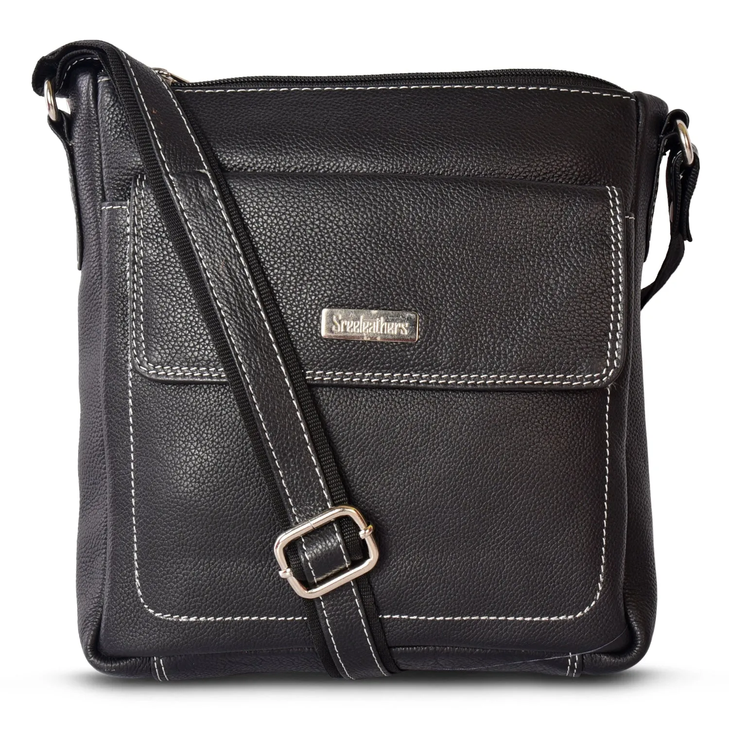 Leather Messenger Bag 36821 (Black)