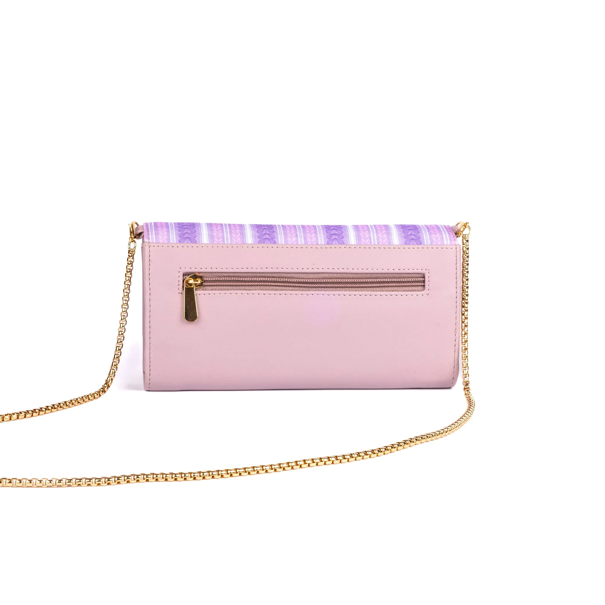 Lilac Leaves Clutch Wallet cum Sling