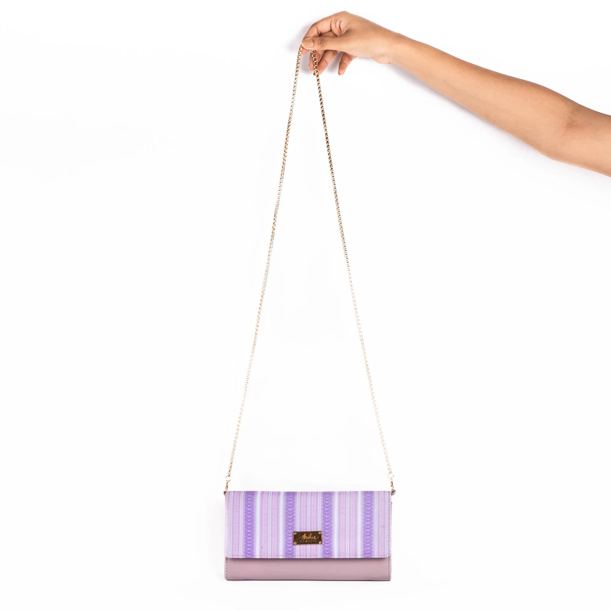 Lilac Leaves Clutch Wallet cum Sling