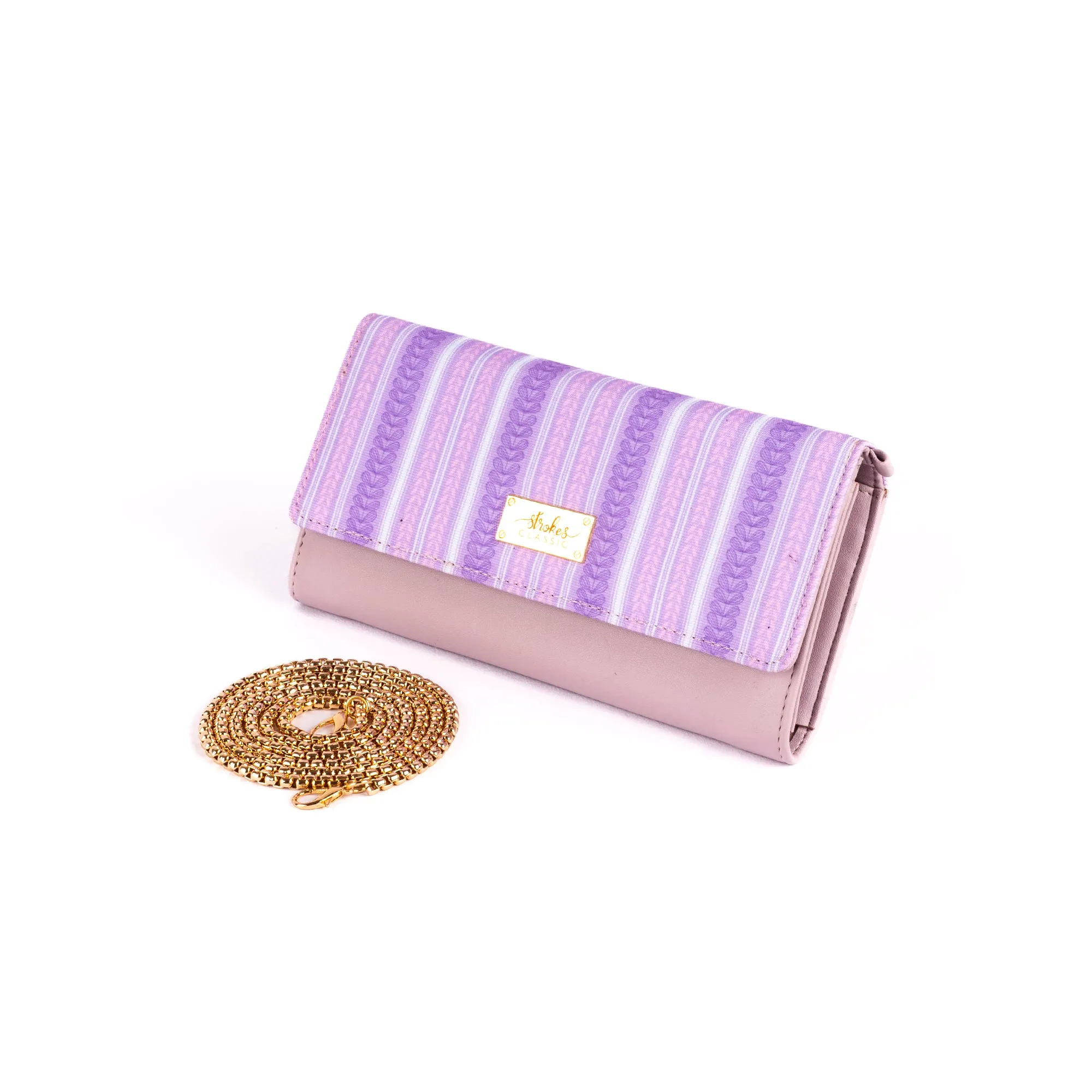 Lilac Leaves Clutch Wallet cum Sling
