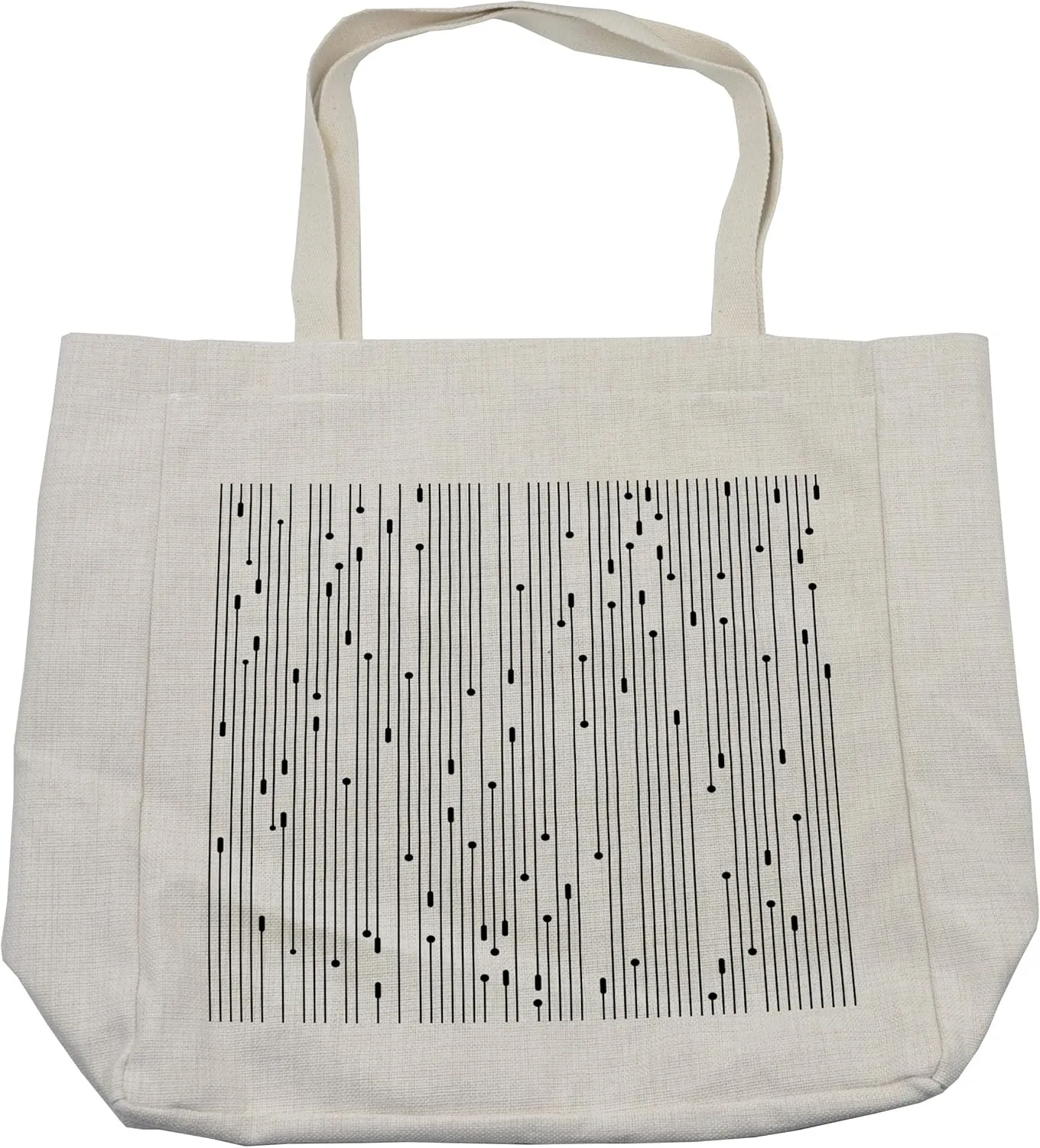 Lunarable Modern Art Shopping Bag, Minimalist Line Display Contemporary Links Webs Signal Graphic Form Abstract, Eco-Friendly Reusable Bag for Groceries Beach and More, 15.5" X 14.5", Cream