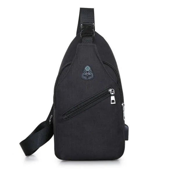 MROYALE™ Mini Sling Men's Oxford USB Chest Crossbody Shoulder Day Bag