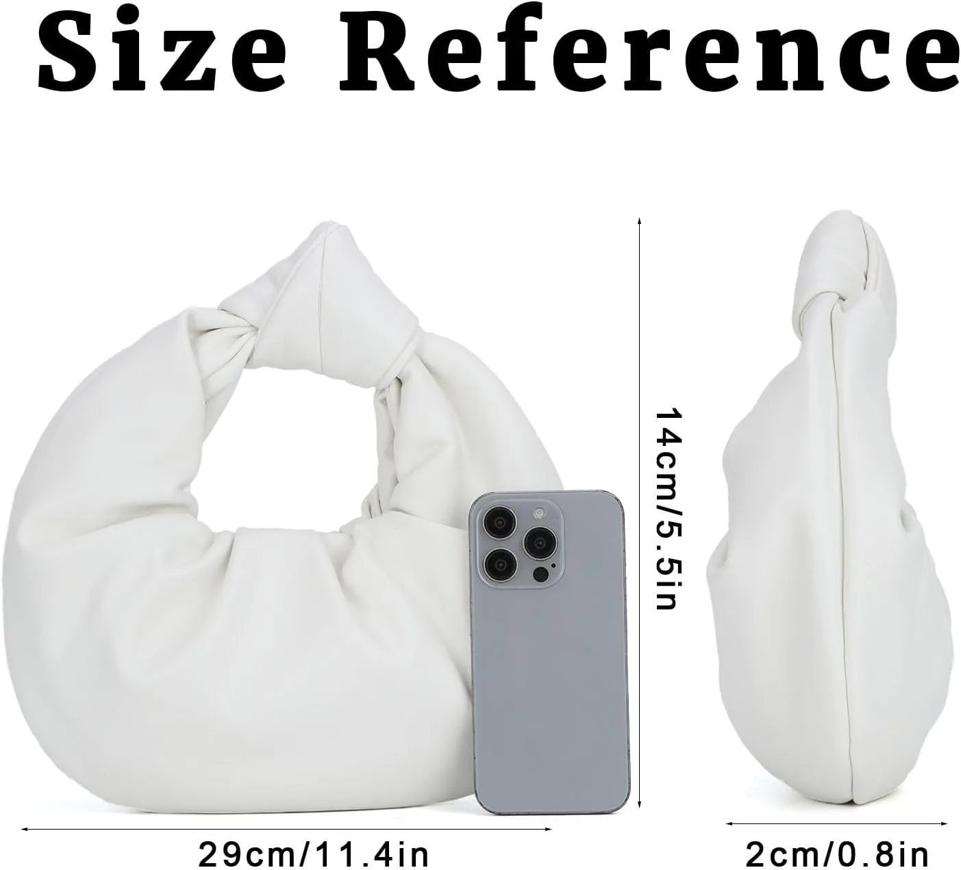 Oweisong Soft Leather Dumpling Bag for Women Ruched Knotted Top Handle Tote Cloud Shape Hobo Handbag Clutch Purse