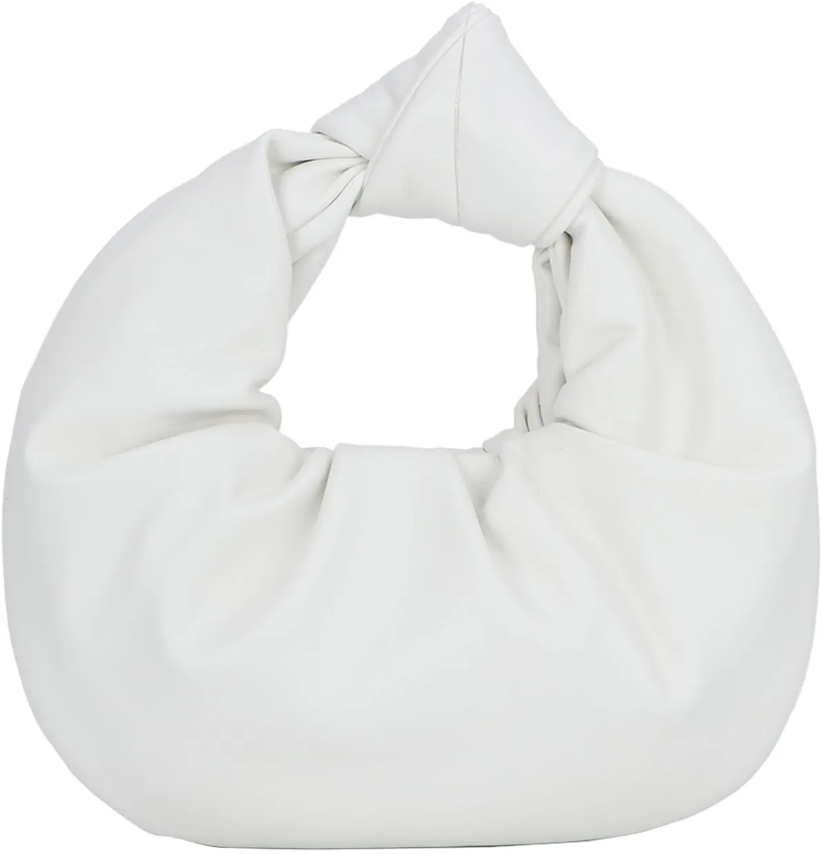 Oweisong Soft Leather Dumpling Bag for Women Ruched Knotted Top Handle Tote Cloud Shape Hobo Handbag Clutch Purse