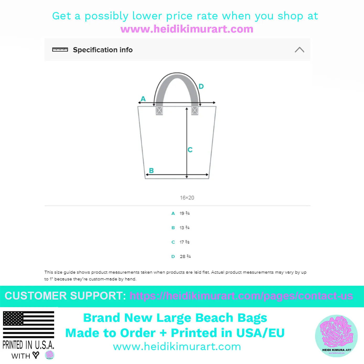 Pink Leopard Large Tote, Animal Print 16"x20" Beach Bag With Large Inside Pocket- Made in USA/EU
