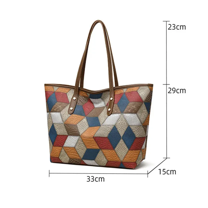 PU Leather Patchwork Shoulder Bag