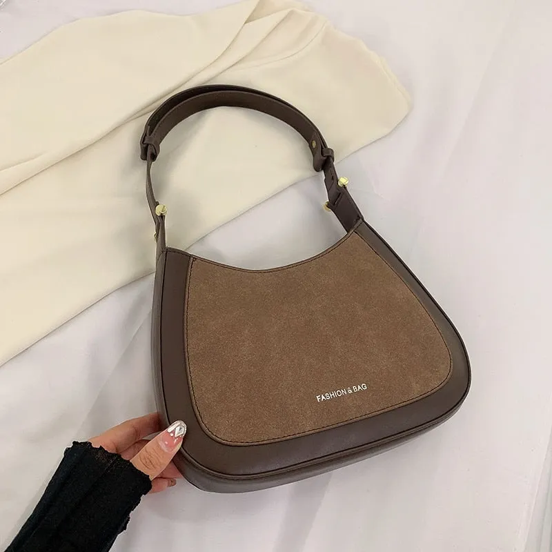 PU leather shoulder handbag