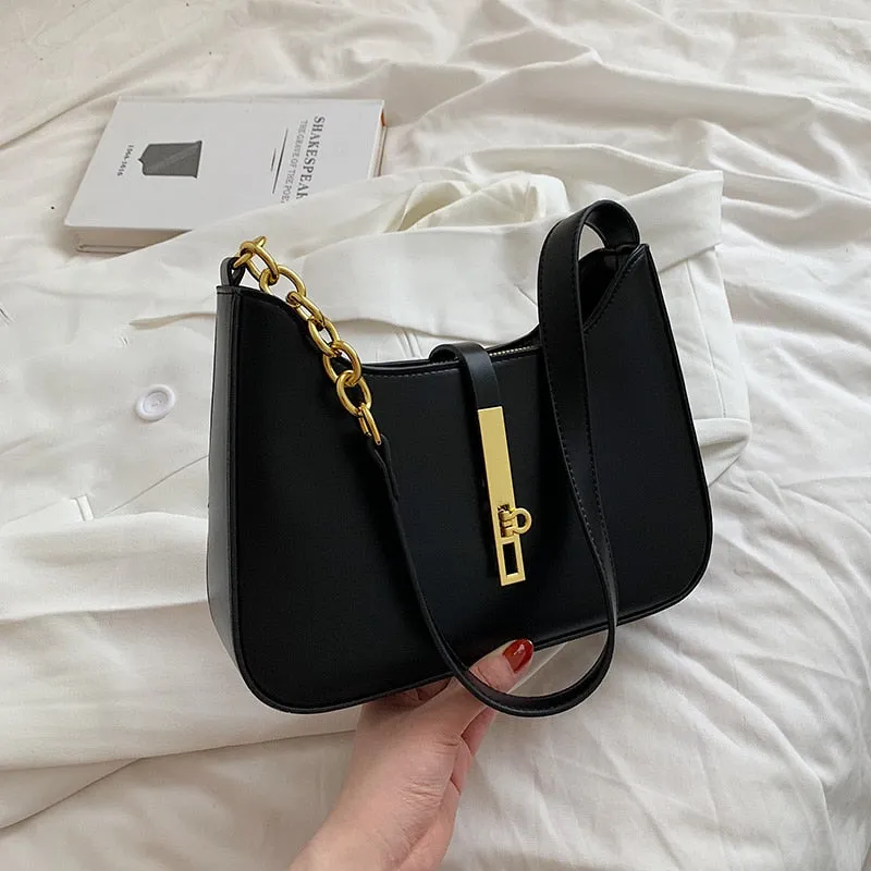 PU leather shoulder handbag