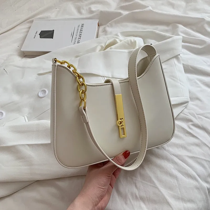 PU leather shoulder handbag