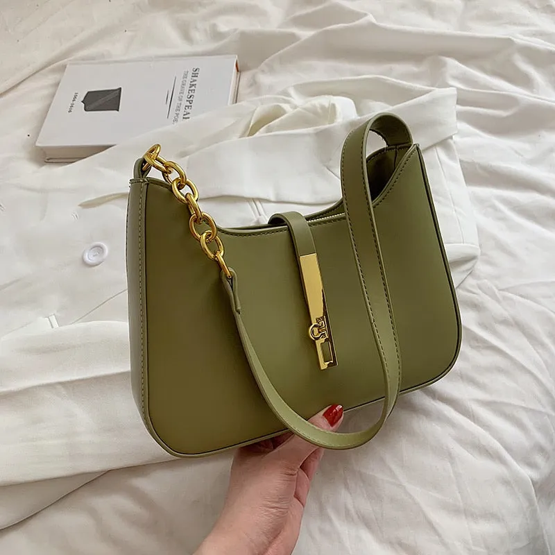PU leather shoulder handbag