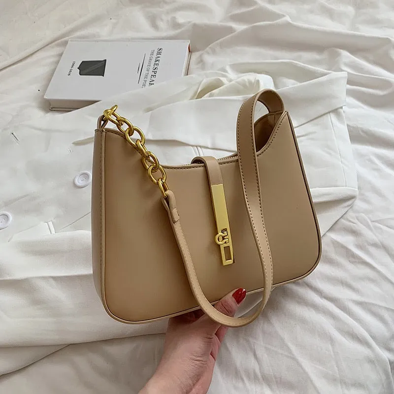 PU leather shoulder handbag