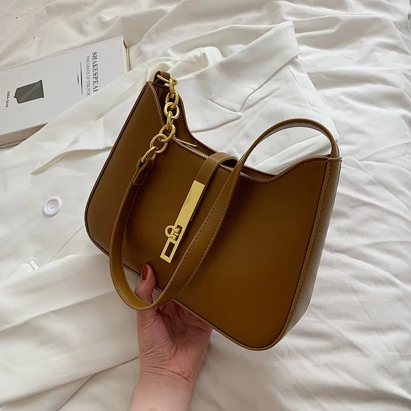 PU leather shoulder handbag