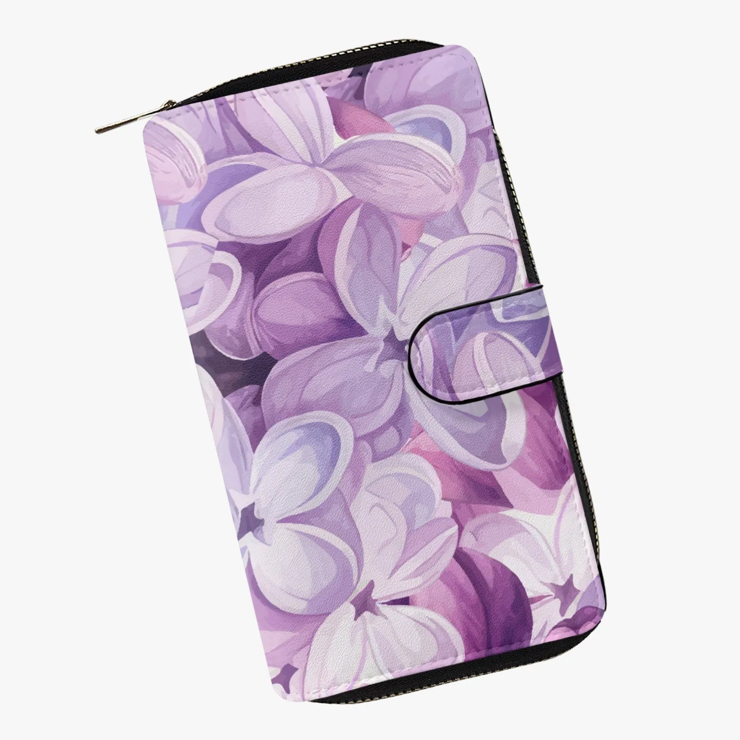 Purple Floral    Long Leather Wallet