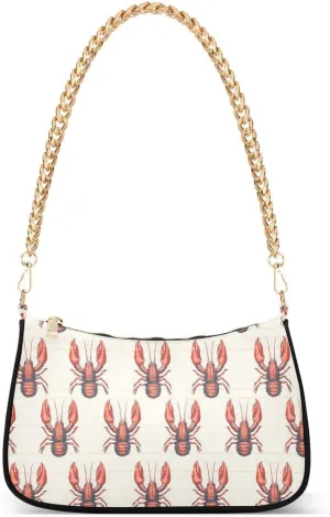 Red Lobster Funny Tote Bag Shoulder Bag Hobo Handbag for Women Ladies Mini Clutch Purse with Zipper Closure