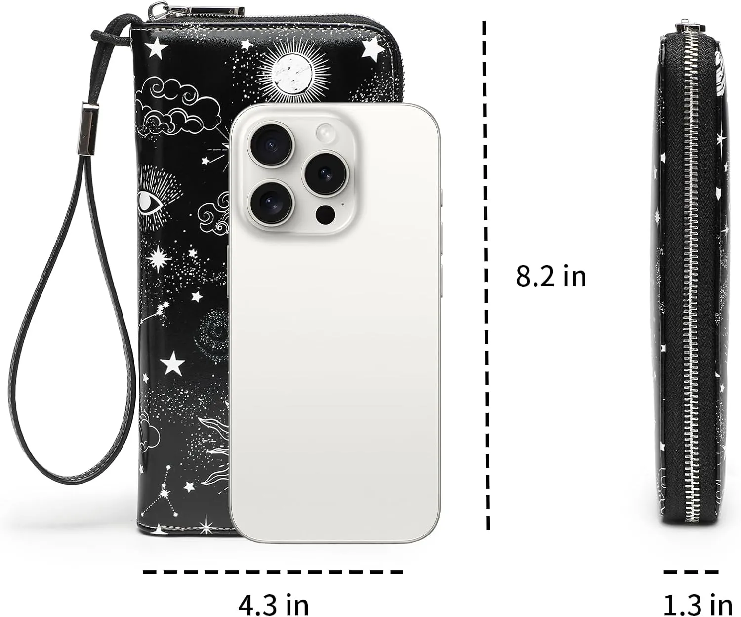 Rfid Blocking Wristlet Large Wallet for Women Credit Card Holder Bifold Designer Zipper Phone Long Wallet Purse Starry Sky