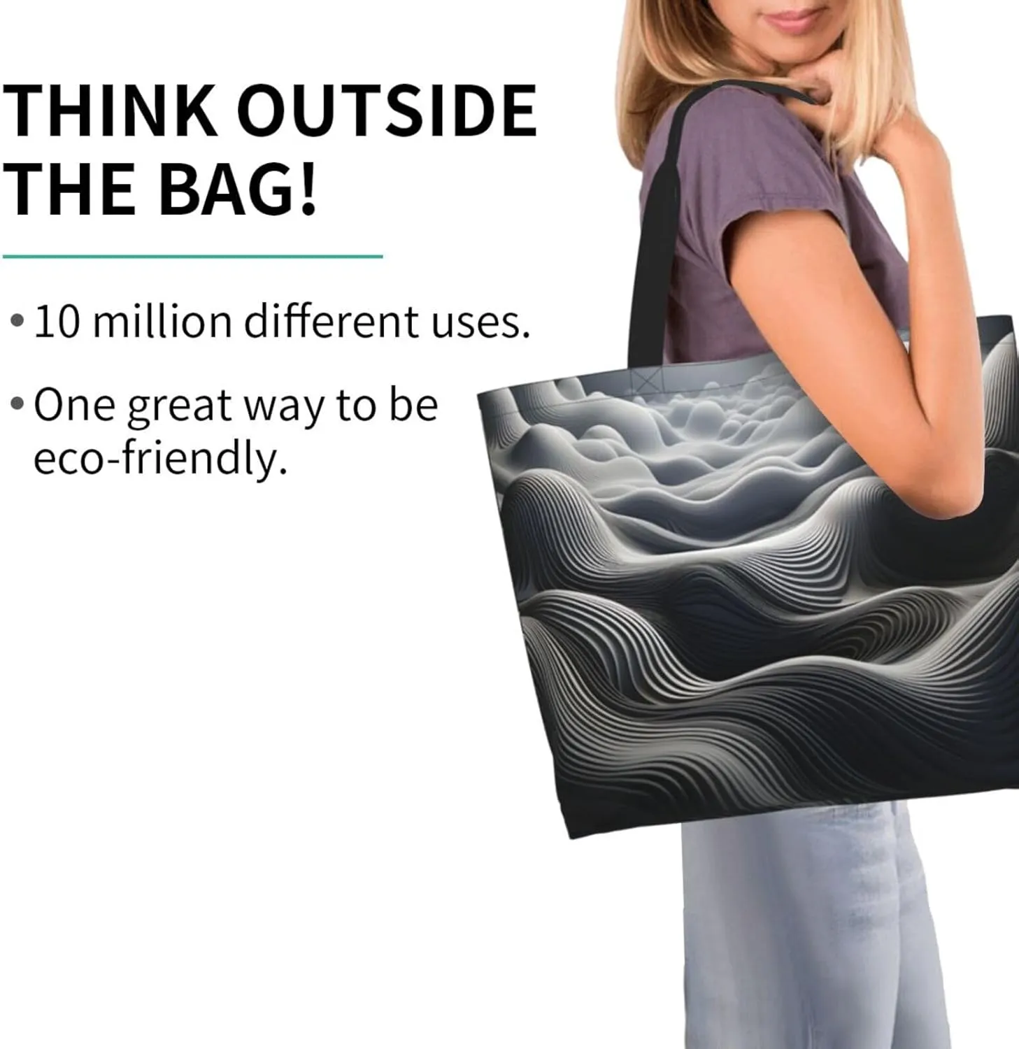 Tote Bag for Women Reusable Grocery Bag Shopping Bag Waves Tote Bags Handbag Foldable Shoulder Bag