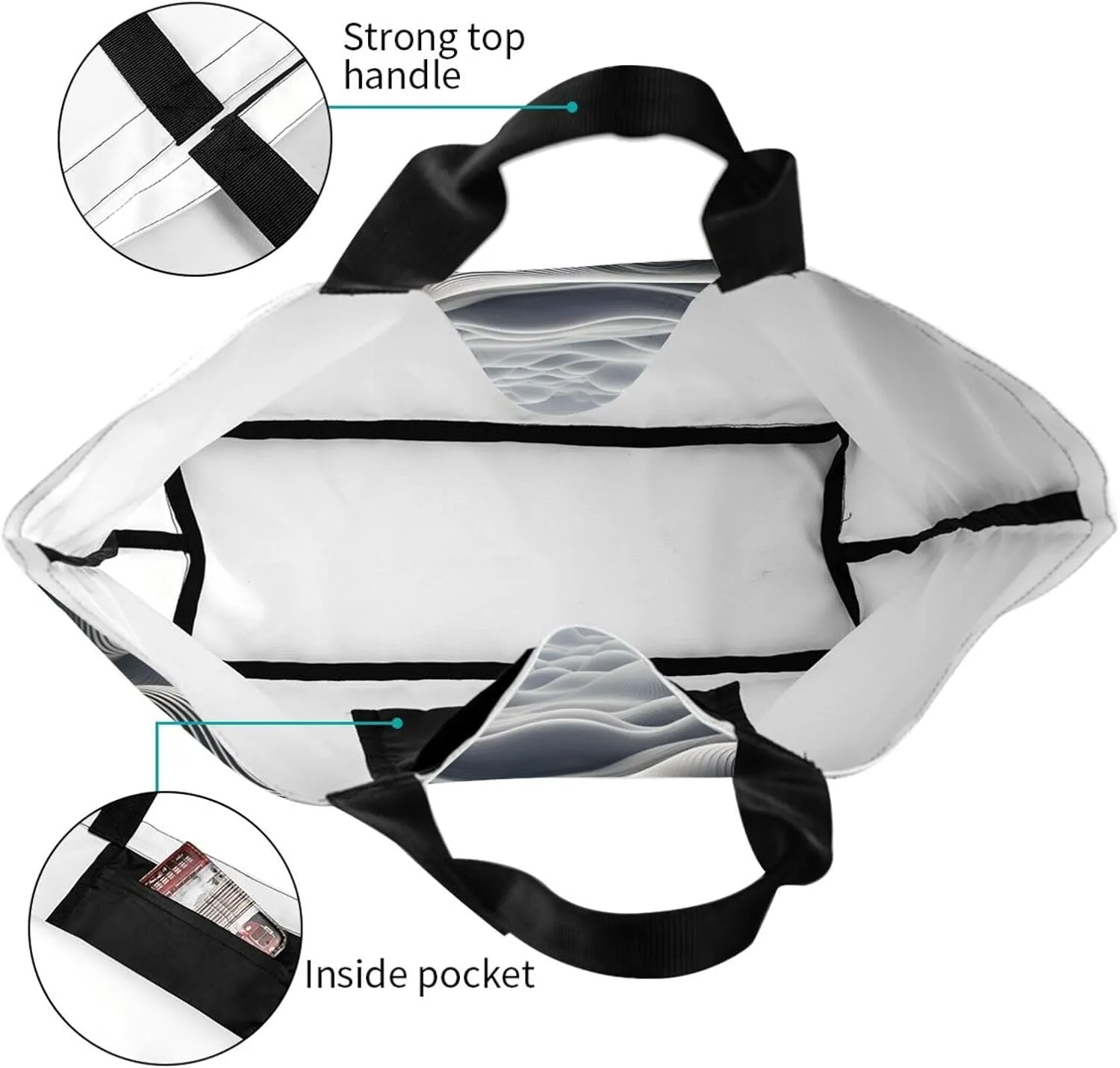 Tote Bag for Women Reusable Grocery Bag Shopping Bag Waves Tote Bags Handbag Foldable Shoulder Bag