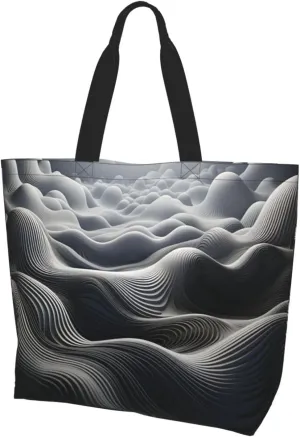 Tote Bag for Women Reusable Grocery Bag Shopping Bag Waves Tote Bags Handbag Foldable Shoulder Bag