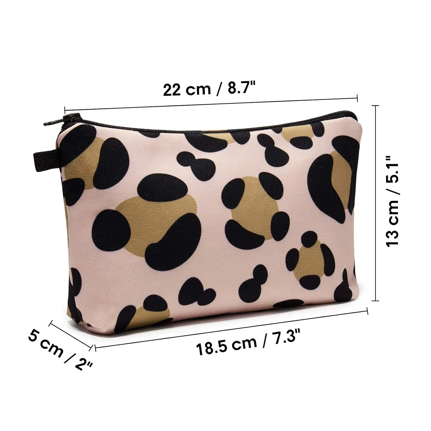 WANDF Cosmetic Bag for Women Makeup bag Organizer Small Mini Makeup Pouch for Purse Water Resistant Girls Gift (Brown Leopard)