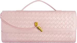 Woven Clutch Purses for Women, Formal Satchel Leather Evening Bag Shoulder Handbag